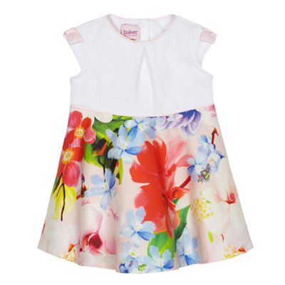 Baby girls' off white floral print dress